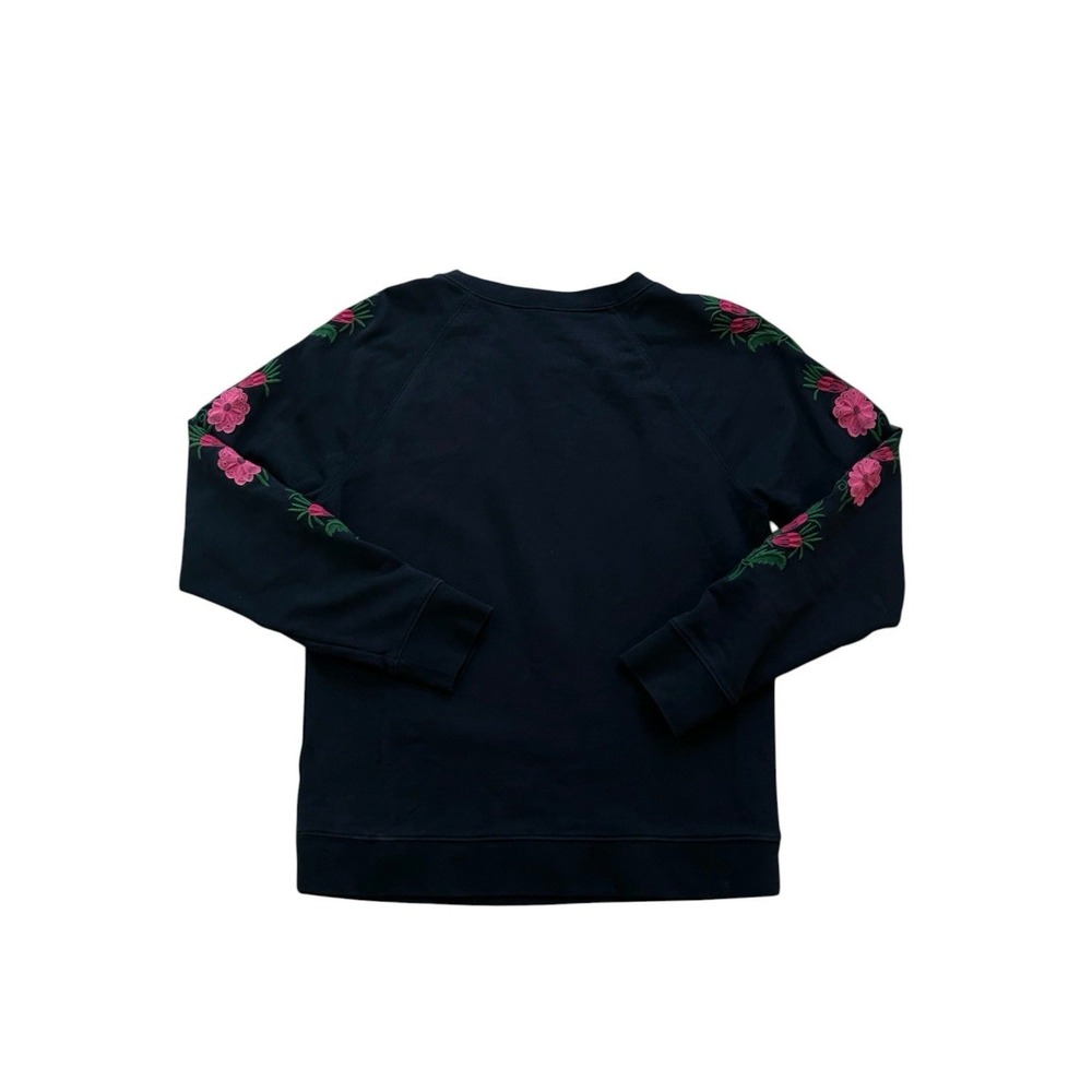 J.Crew Embroidered Floral Sweatshirt Navy Pink Flowers Women's Size S Cotton - Picture 6 of 10